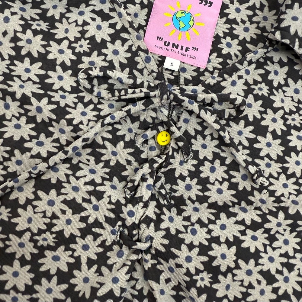 UNIF Corin Ditsy Floral Mini Dress Black Grey - Picture 9 of 14